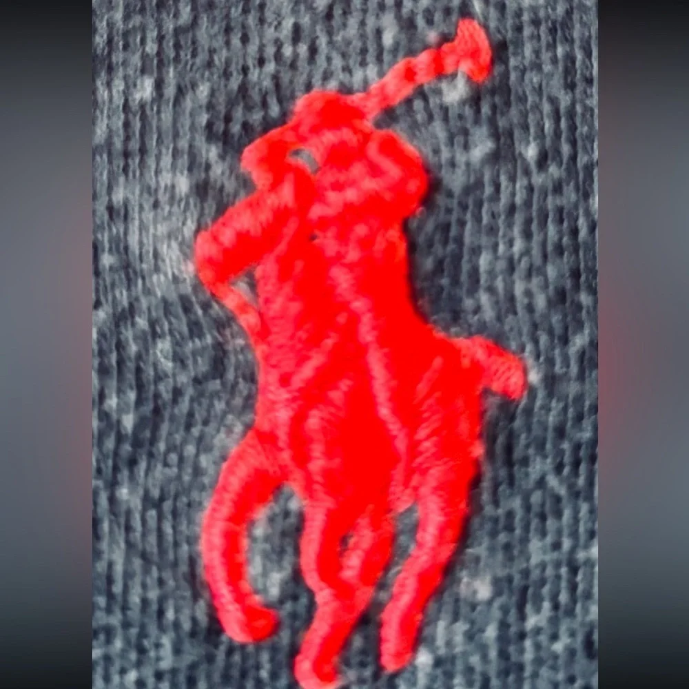 Ralph Lauren Men's Polo Shirt in Black with Red Embroidered Logo